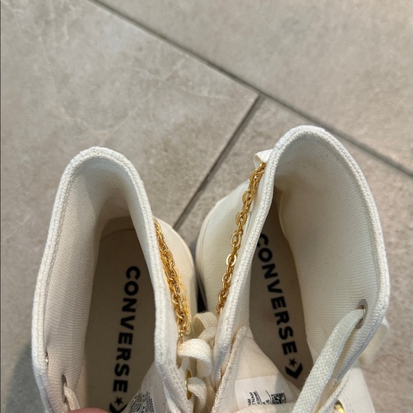 Converse Women's High-Top Sneakers in Off-White with Gold Accents - Picture 6 of 8